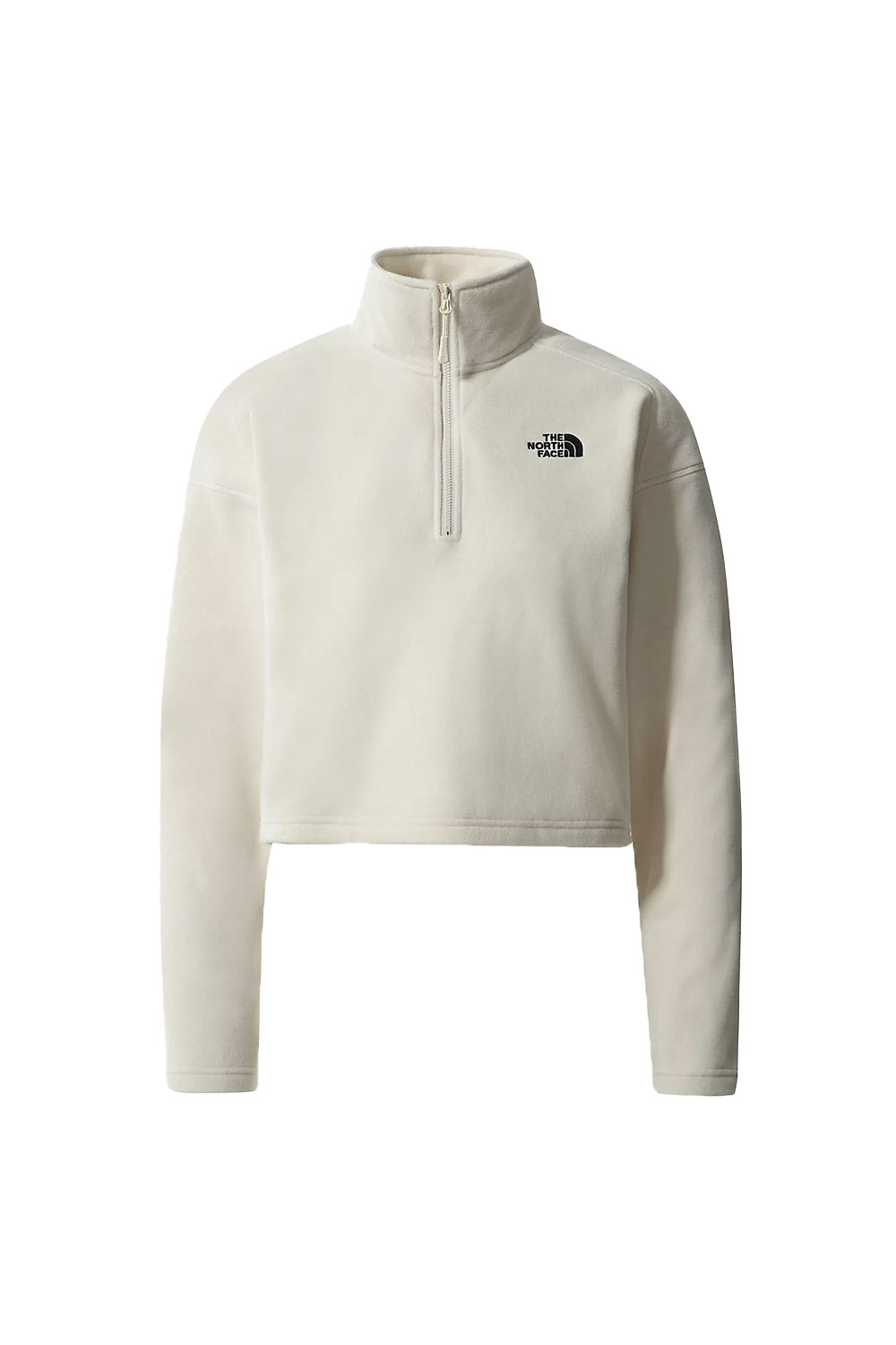 The North Face-Women 100 Glacier Cropped 1/4 Zip White-Sweatshirts & Hoodies-7-Milagron.com