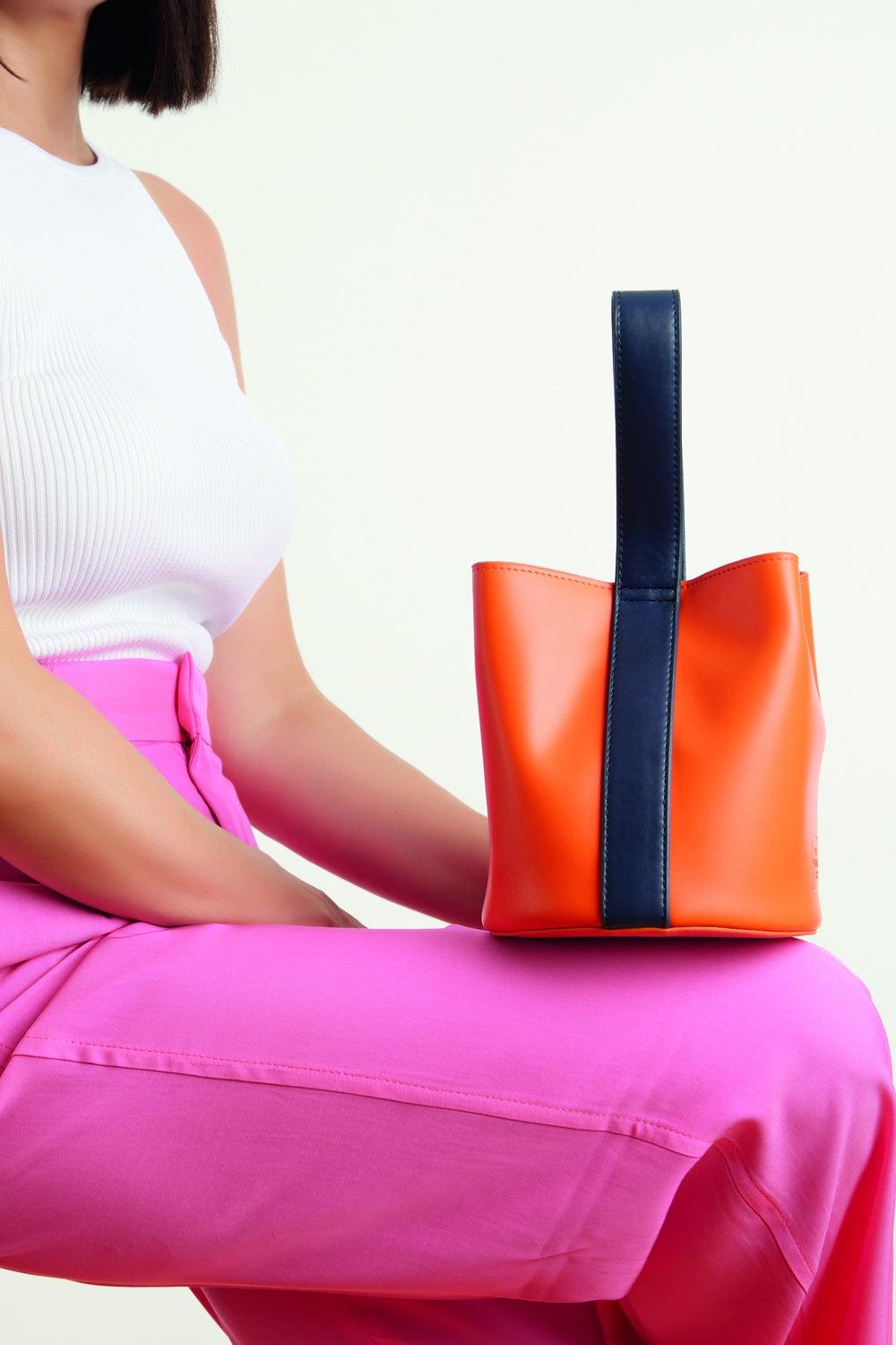 Thestance.co-Bono - Turuncu & Lacivert-Omuz Çantası-4-Milagron.com