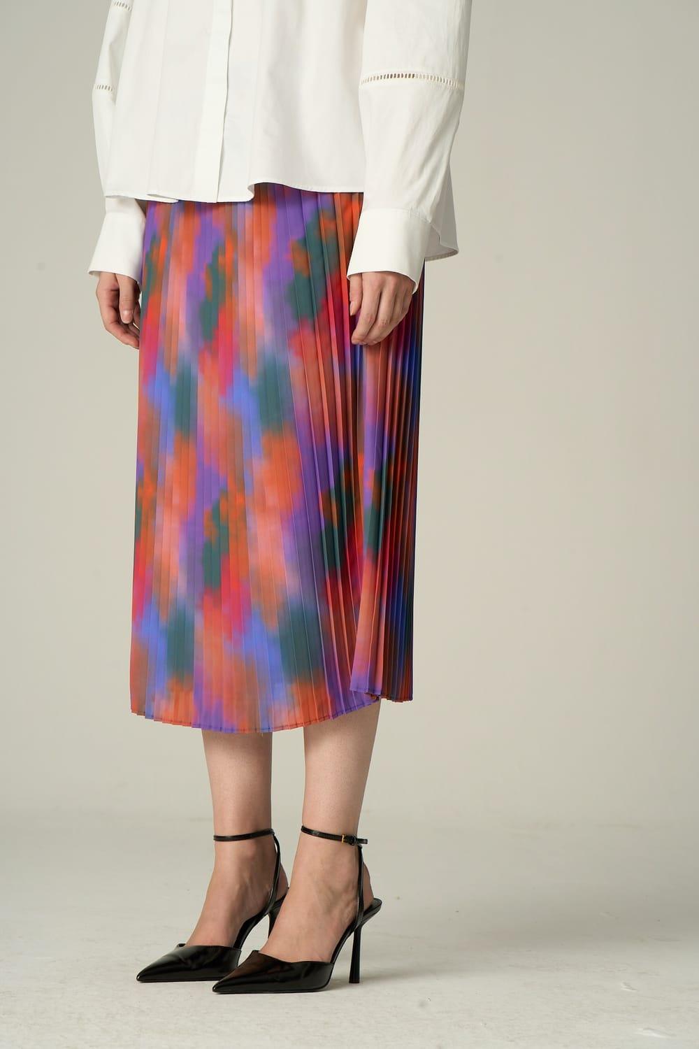 Vuu-Desenli Pliseli Etek-Etek-4-Milagron.com