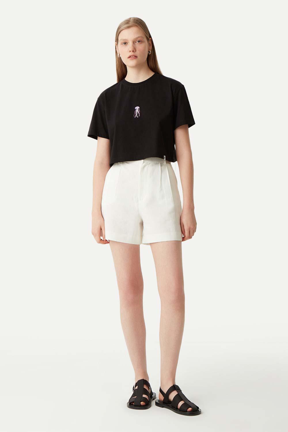 WWF Market-Denizanası Crop T-Shirt - Siyah-T-Shirts-1-Milagron.com