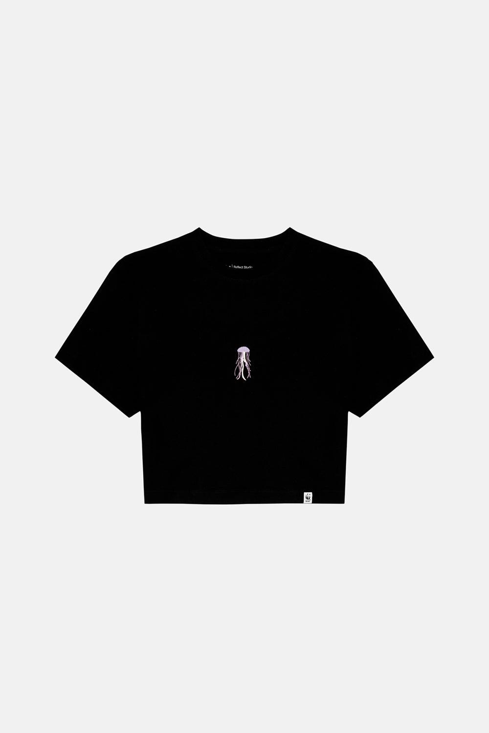 WWF Market-Denizanası Crop T-Shirt - Siyah-T-Shirts-2-Milagron.com