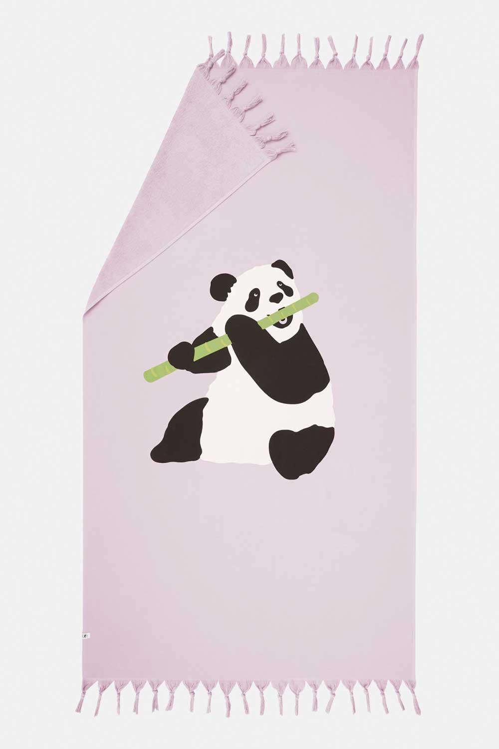 WWF Market-Giant Panda Havlu Peştamal - Lila-Plaj Havlusu-2-Milagron.com