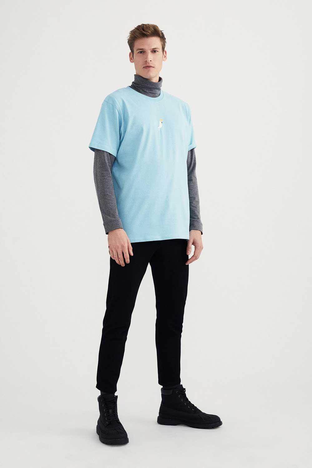 WWF Market-Kakadu T-Shirt - Mint Mavi-T-Shirts-5-Milagron.com