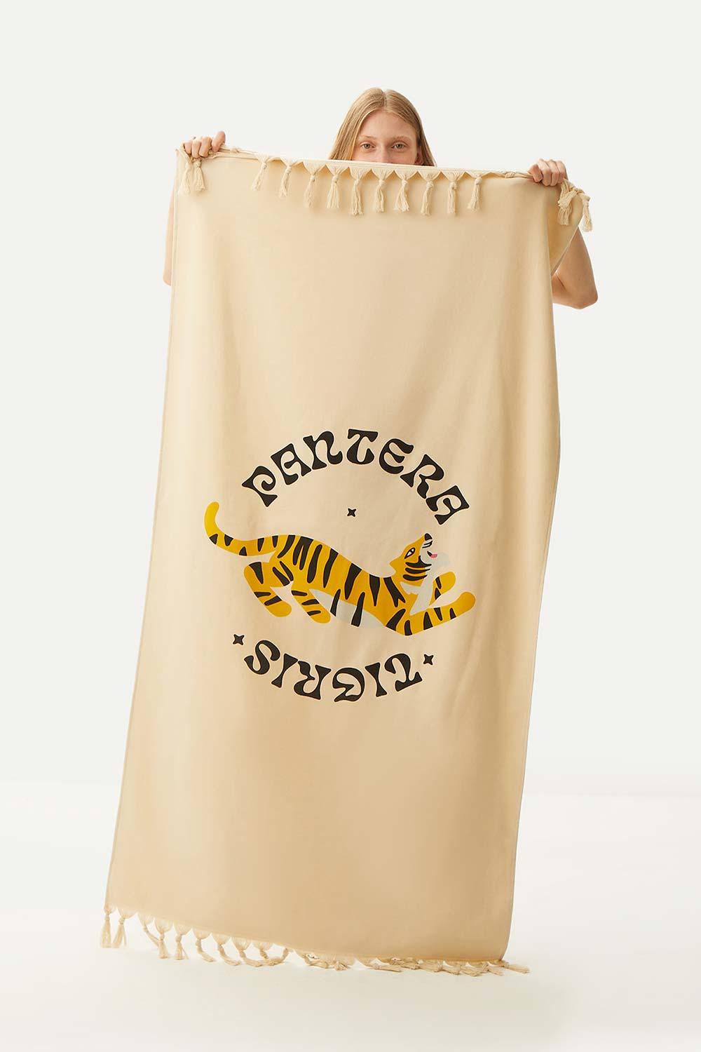 WWF Market-Kaplan Havlu Peştamal - Krem-Plaj Havlusu-2-Milagron.com