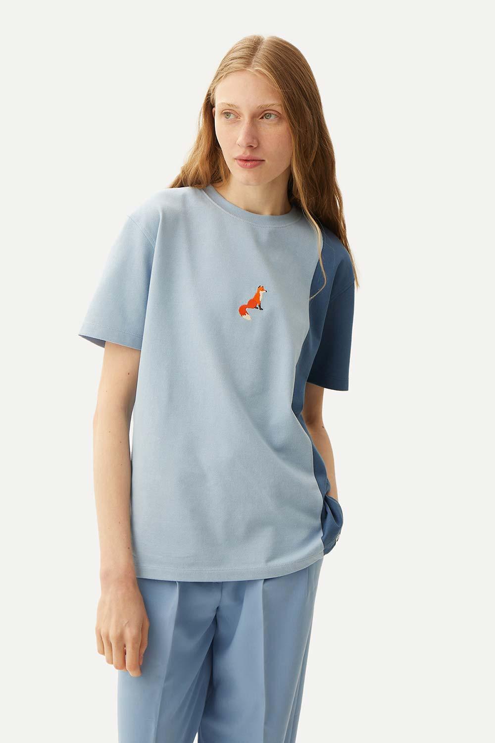 WWF Market-Kızıl Tilki Colorblock T-Shirt - Açık Mavi-T-Shirts-4-Milagron.com