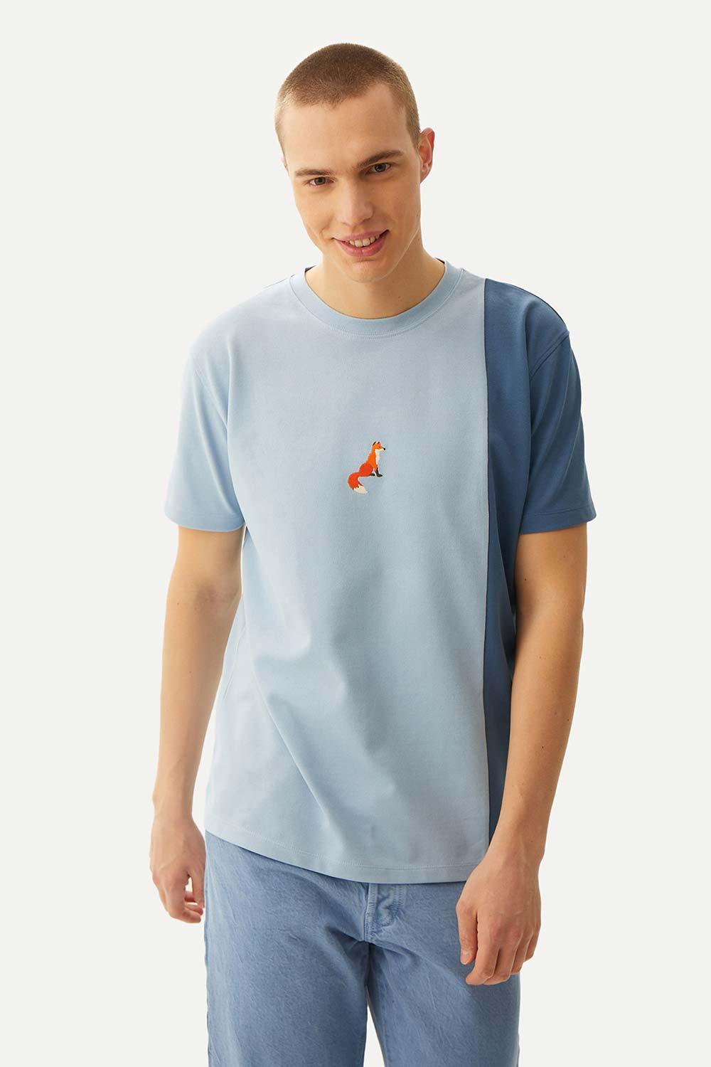 WWF Market-Kızıl Tilki Colorblock T-Shirt - Açık Mavi-T-Shirts-5-Milagron.com