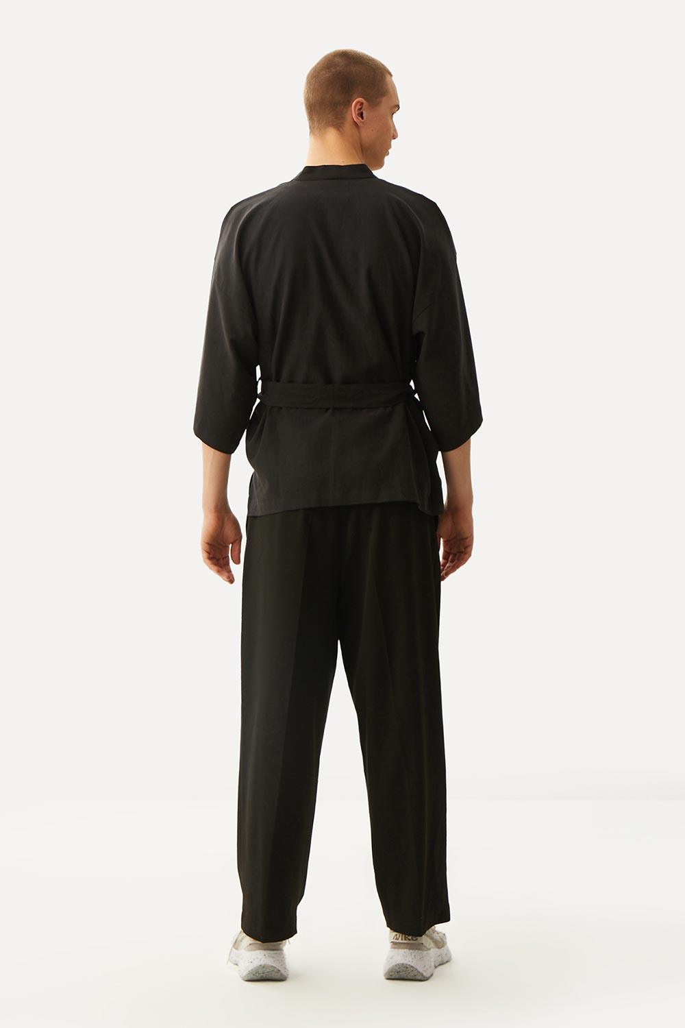 WWF Market-Lemur Kısa Kollu TENCEL™ Kimono - Siyah-Kimono-6-Milagron.com