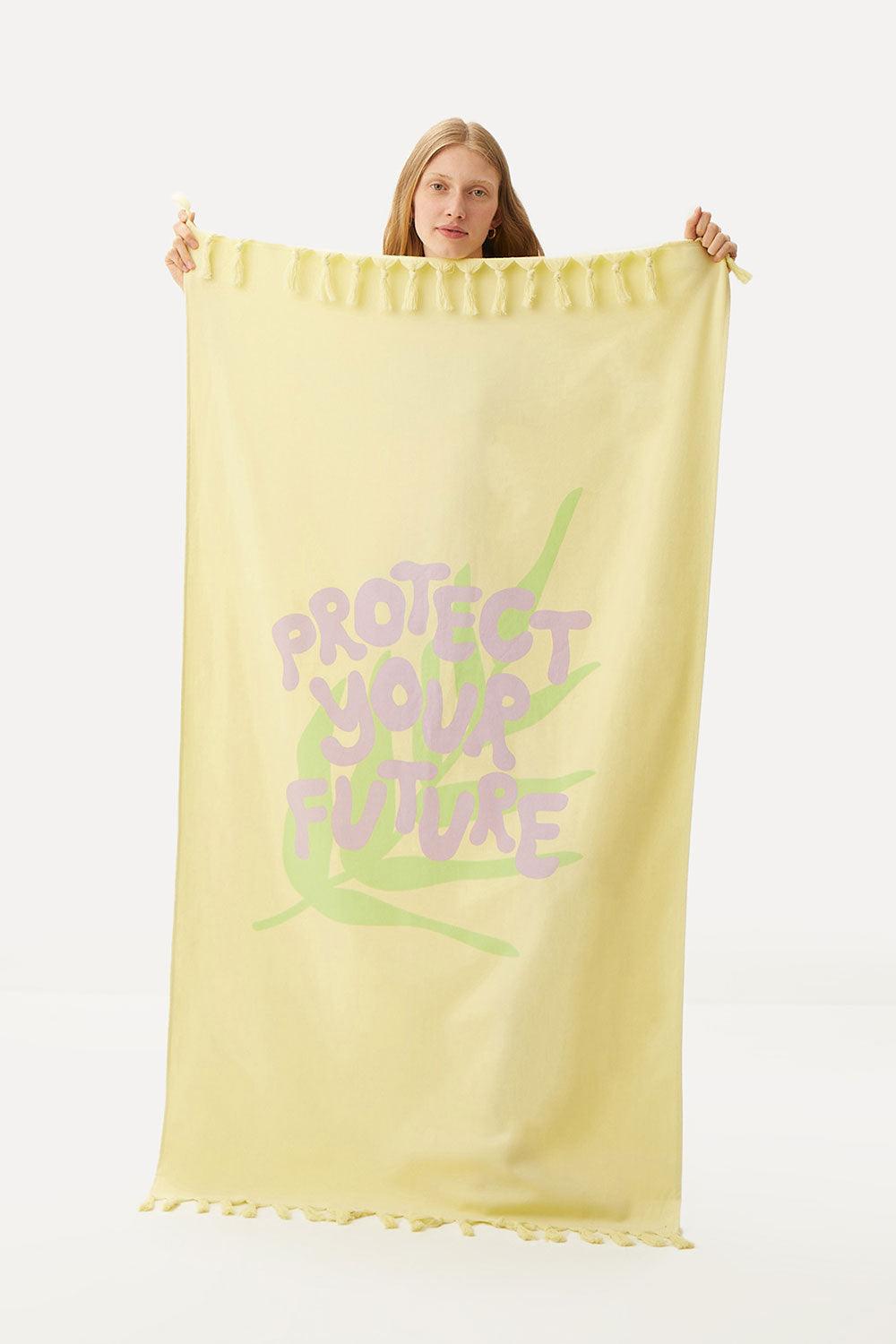 WWF Market-Protect Your Future Havlu Peştamal - Sarı-Plaj Havlusu-2-Milagron.com