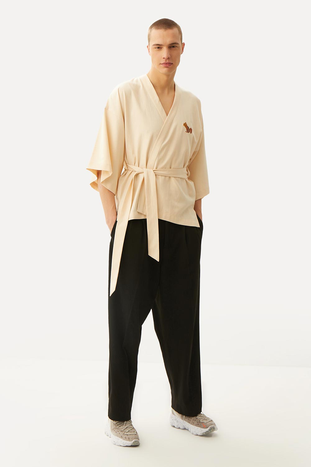 WWF Market-Sincap Kısa Kollu TENCEL™ Kimono - Bej-Kimono-7-Milagron.com