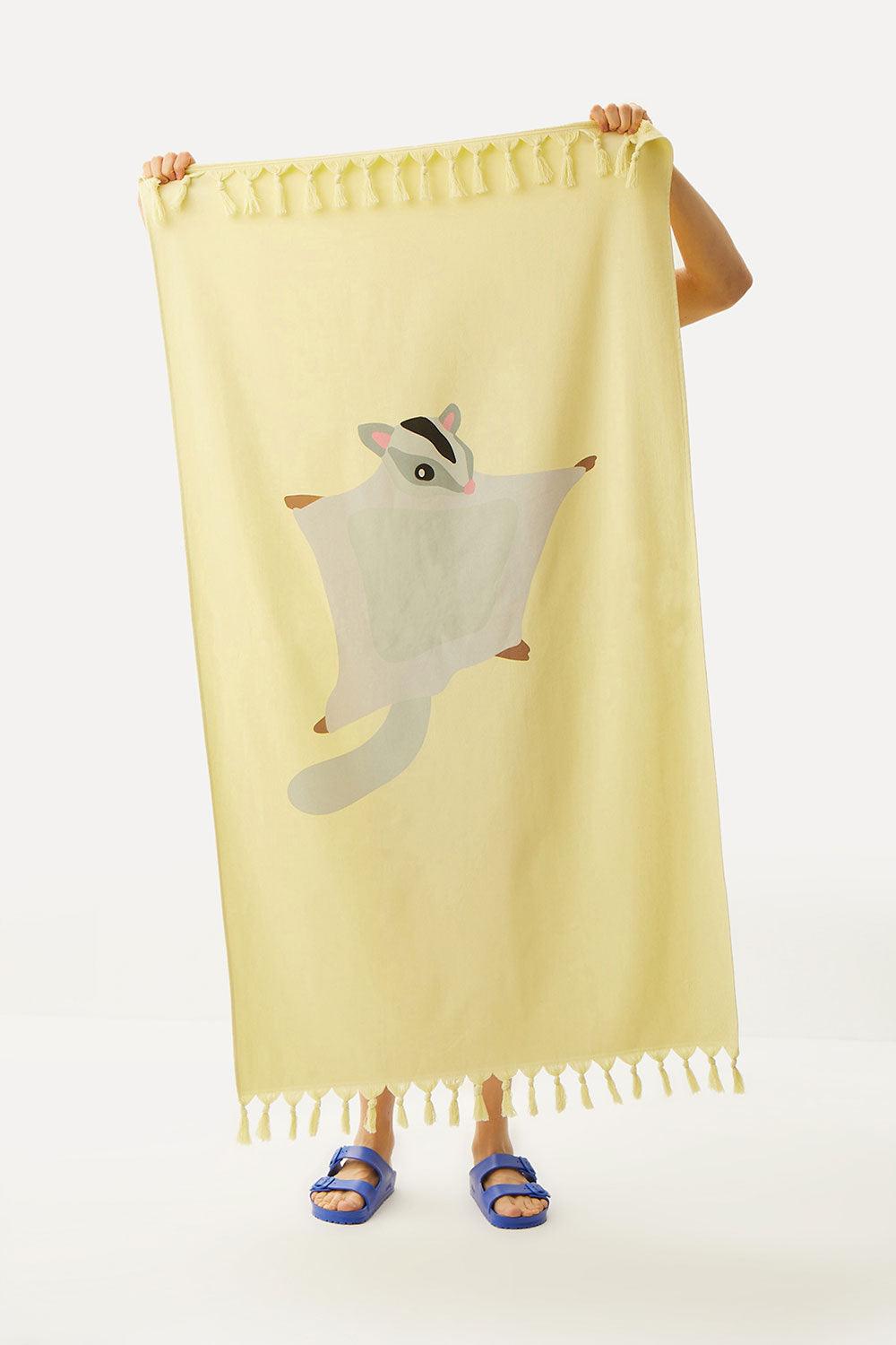 WWF Market-Sugar Glider Havlu Peştamal - Sarı-Plaj Havlusu-2-Milagron.com