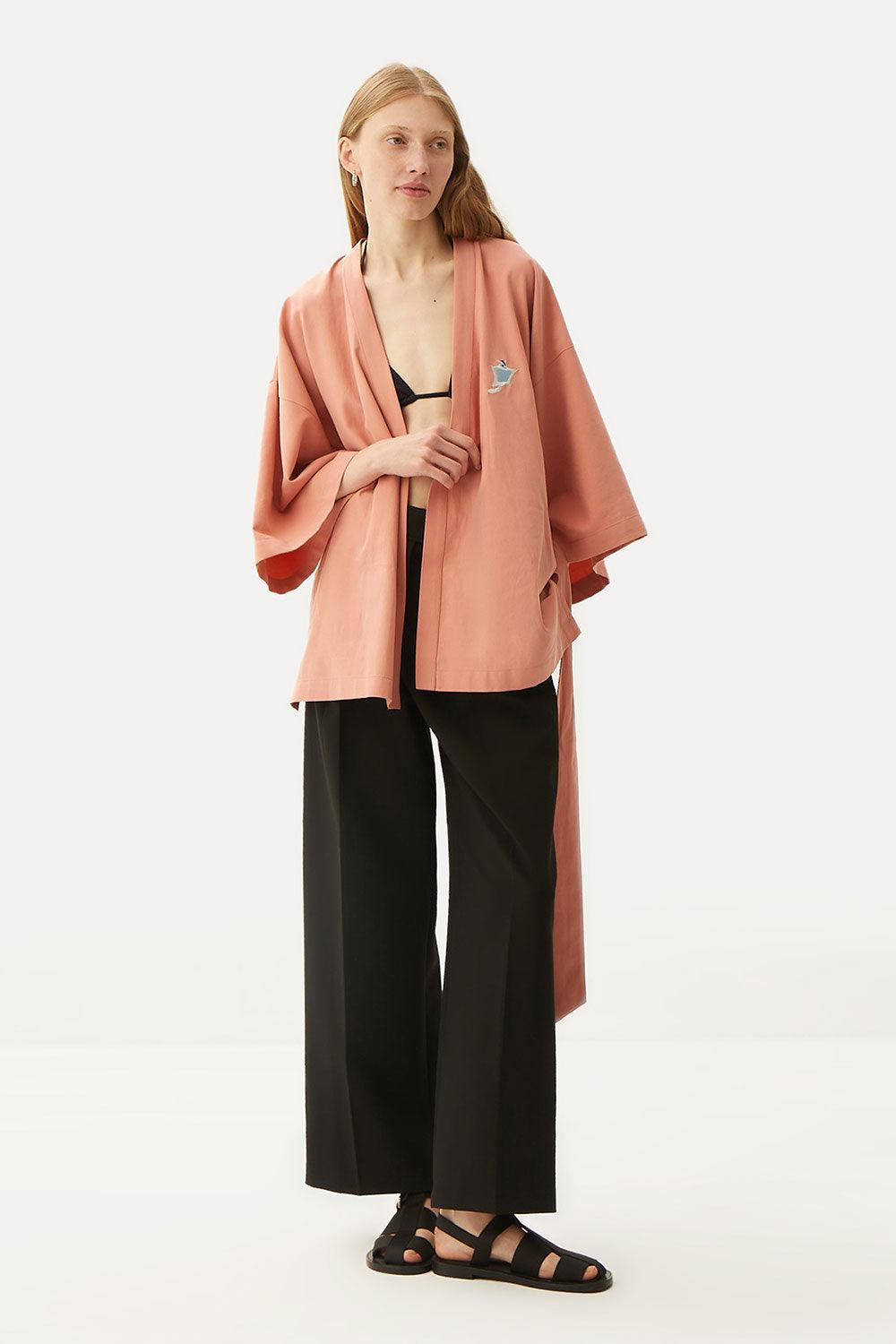 WWF Market-Sugar Glider Kısa Kollu TENCEL™ Kimono - Pembe-Kimono-6-Milagron.com