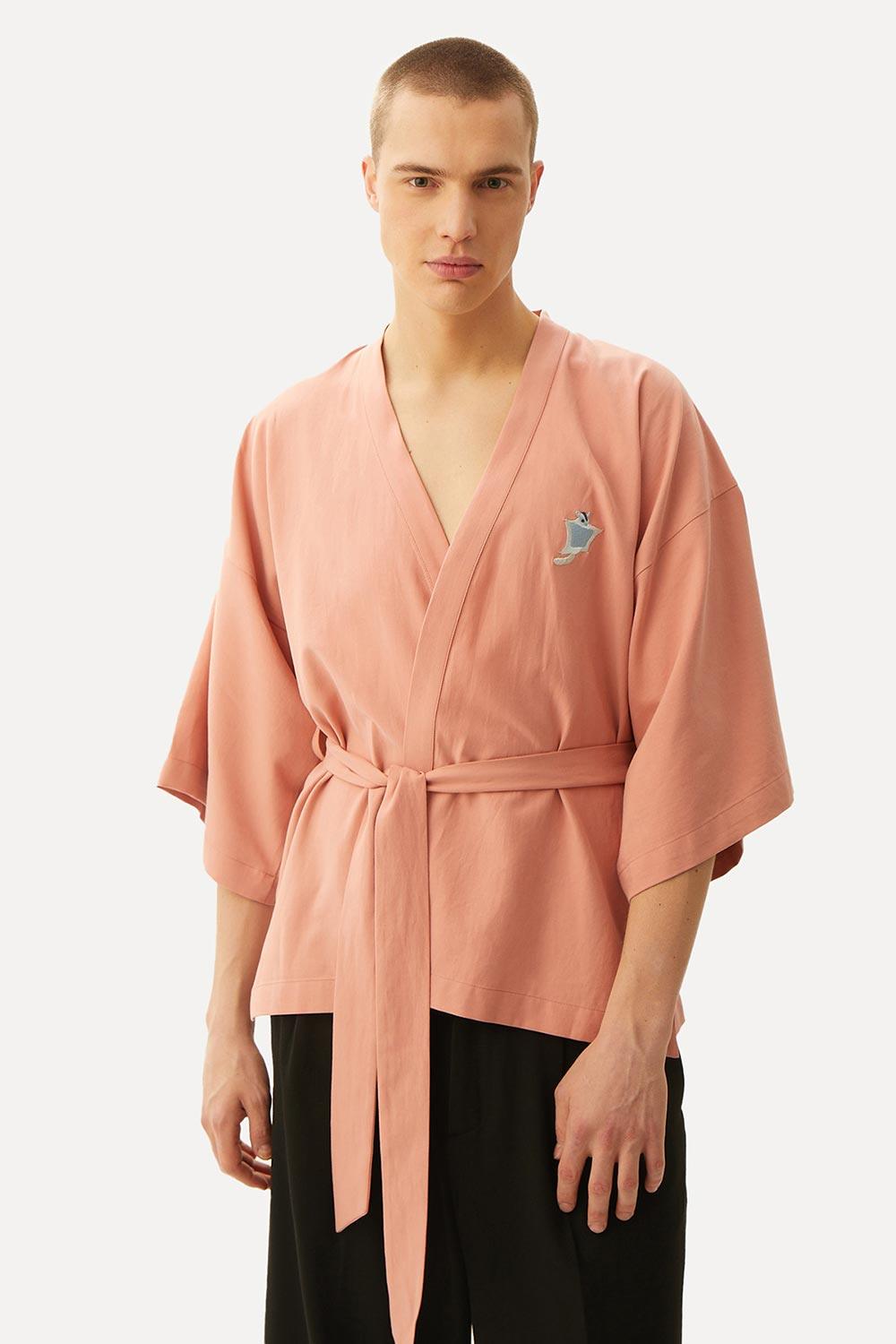 WWF Market-Sugar Glider Kısa Kollu TENCEL™ Kimono - Pembe-Kimono-7-Milagron.com