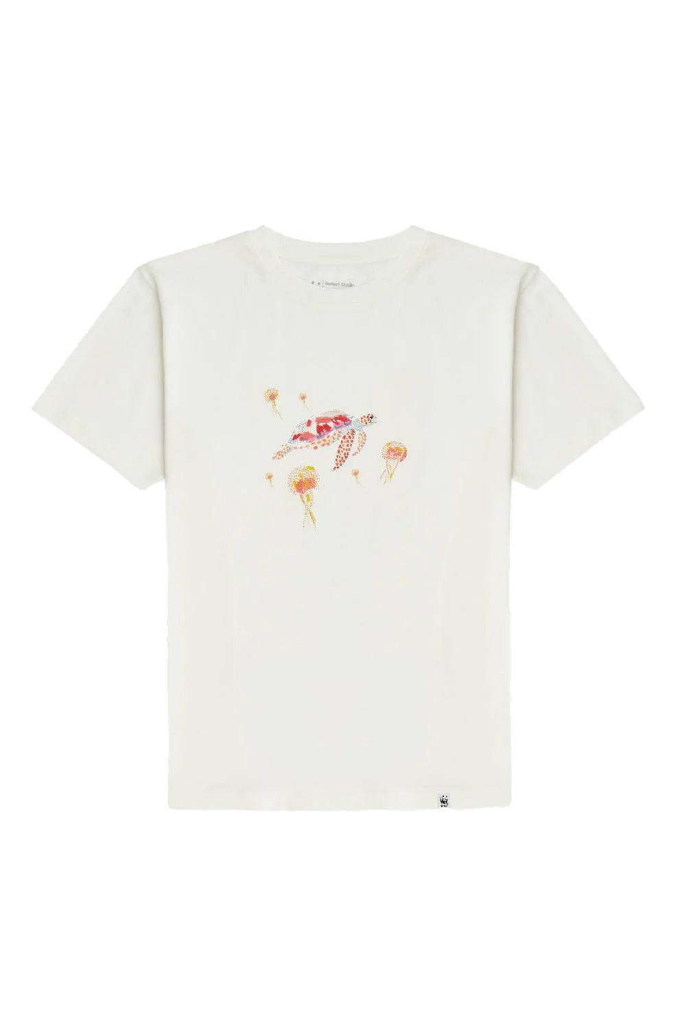 WWF Market-Yeşil Deniz Kaplumbağası T-Shirt - Parşömen Beyaz-T-Shirts-1-Milagron.com