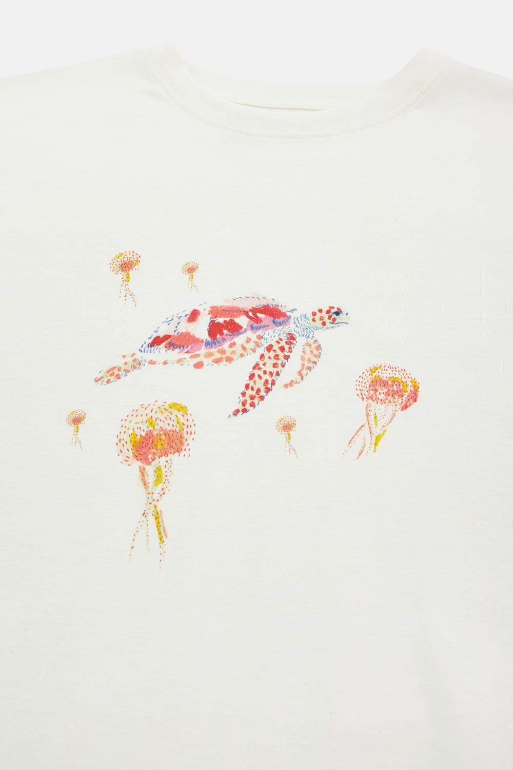 WWF Market-Yeşil Deniz Kaplumbağası T-Shirt - Parşömen Beyaz-T-Shirts-2-Milagron.com