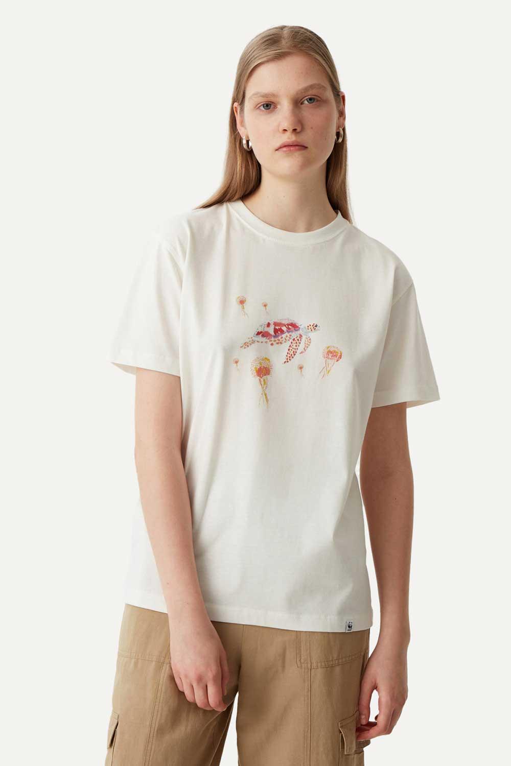 WWF Market-Yeşil Deniz Kaplumbağası T-Shirt - Parşömen Beyaz-T-Shirts-6-Milagron.com