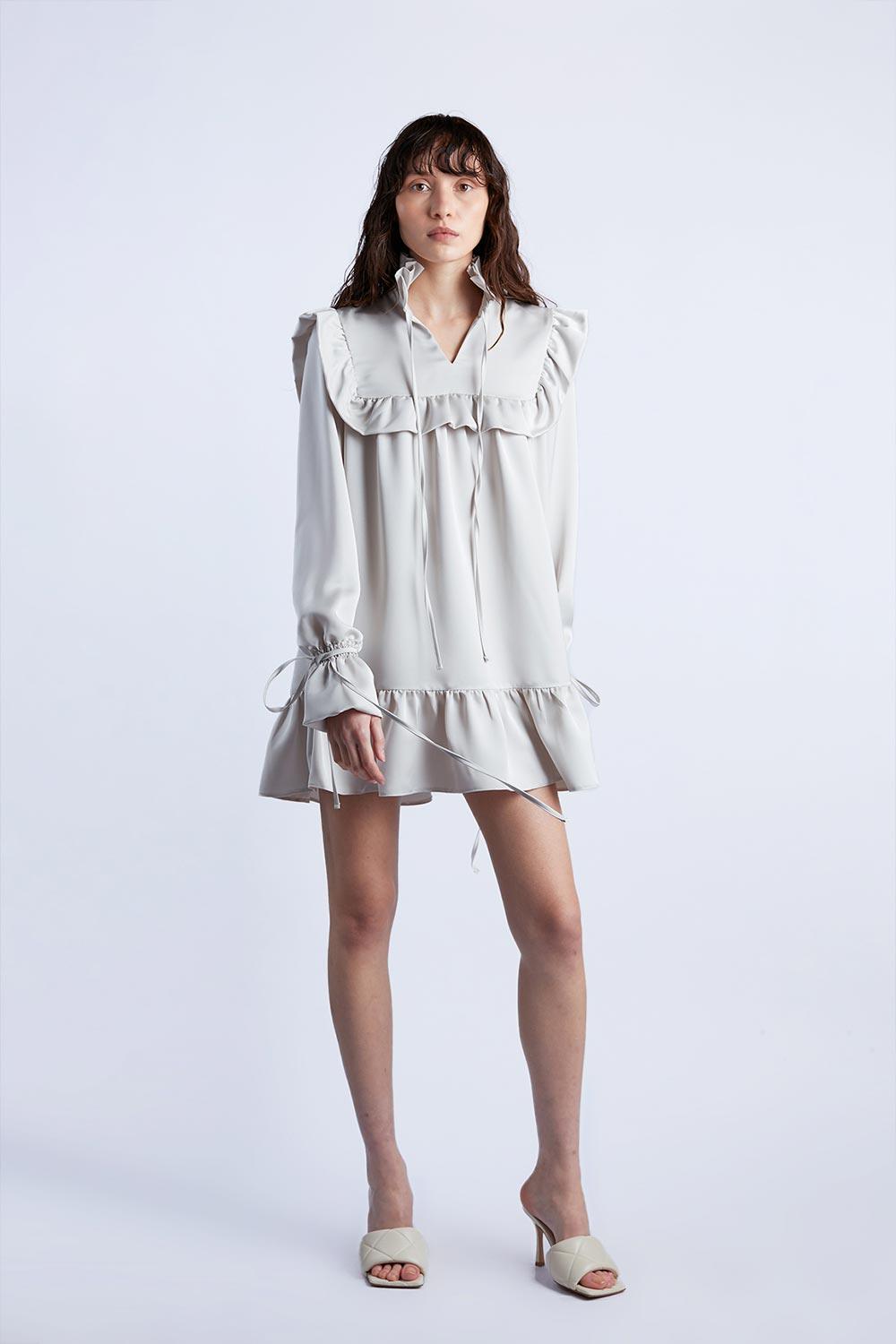 Wabi Sabi-Ws X Mag Bej Scorpio Mini Elbise-Elbise-1-Milagron.com