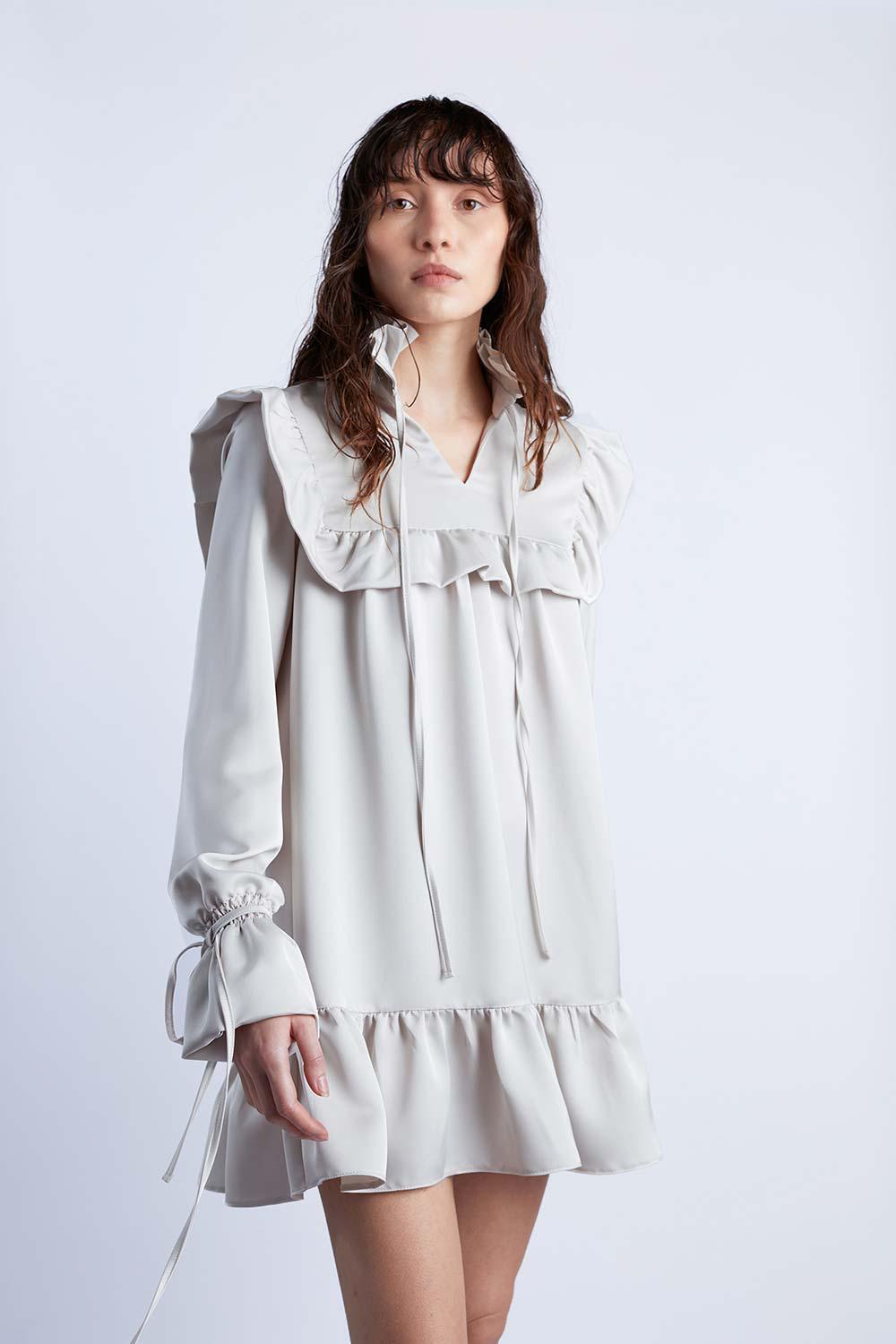 Wabi Sabi-Ws X Mag Bej Scorpio Mini Elbise-Elbise-2-Milagron.com