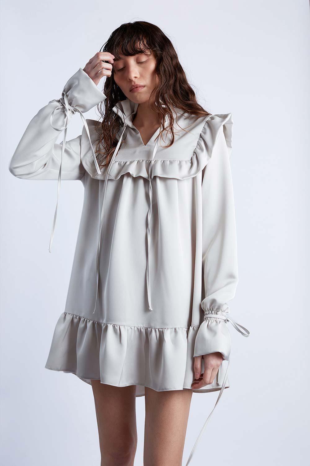 Wabi Sabi-Ws X Mag Bej Scorpio Mini Elbise-Elbise-3-Milagron.com