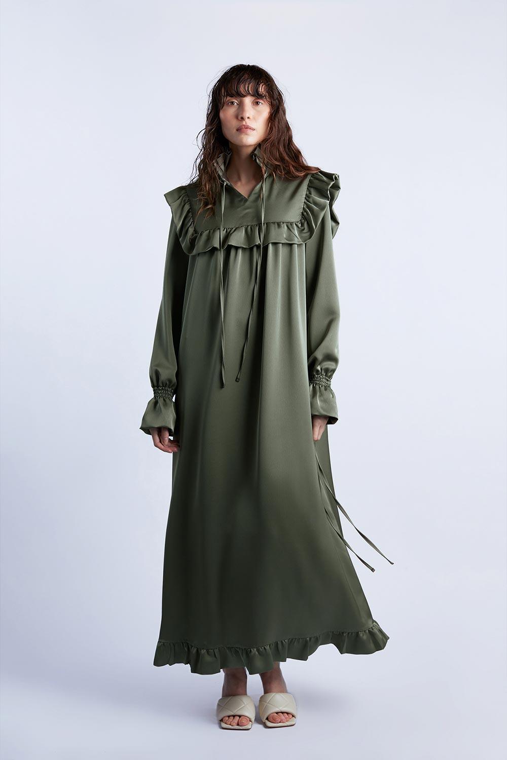 Wabi Sabi-Ws X Mag Haki Scorpio Maxi Elbise-Elbise-1-Milagron.com