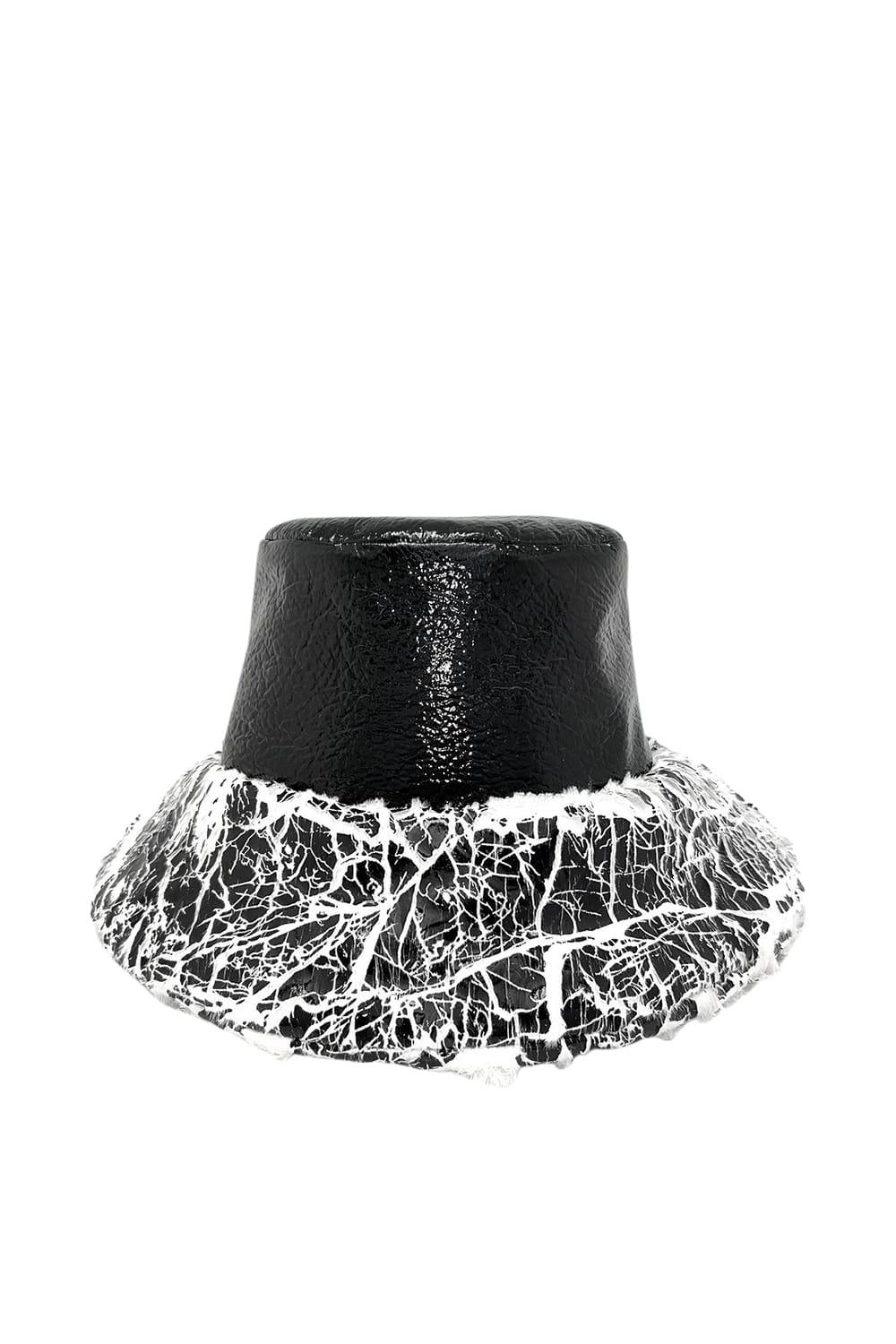 Wayt-Moon Child Suni Kürklü Siyah Vinil Kova Şapka-Bucket Hat-1-Milagron.com