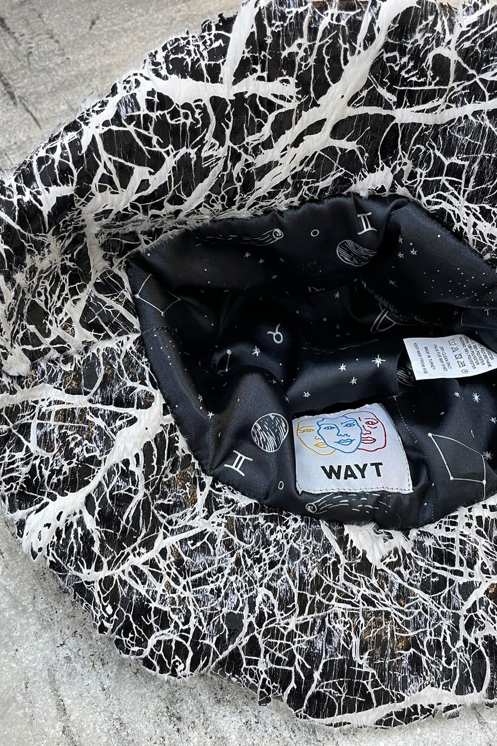 Wayt-Moon Child Suni Kürklü Siyah Vinil Kova Şapka-Bucket Hat-3-Milagron.com