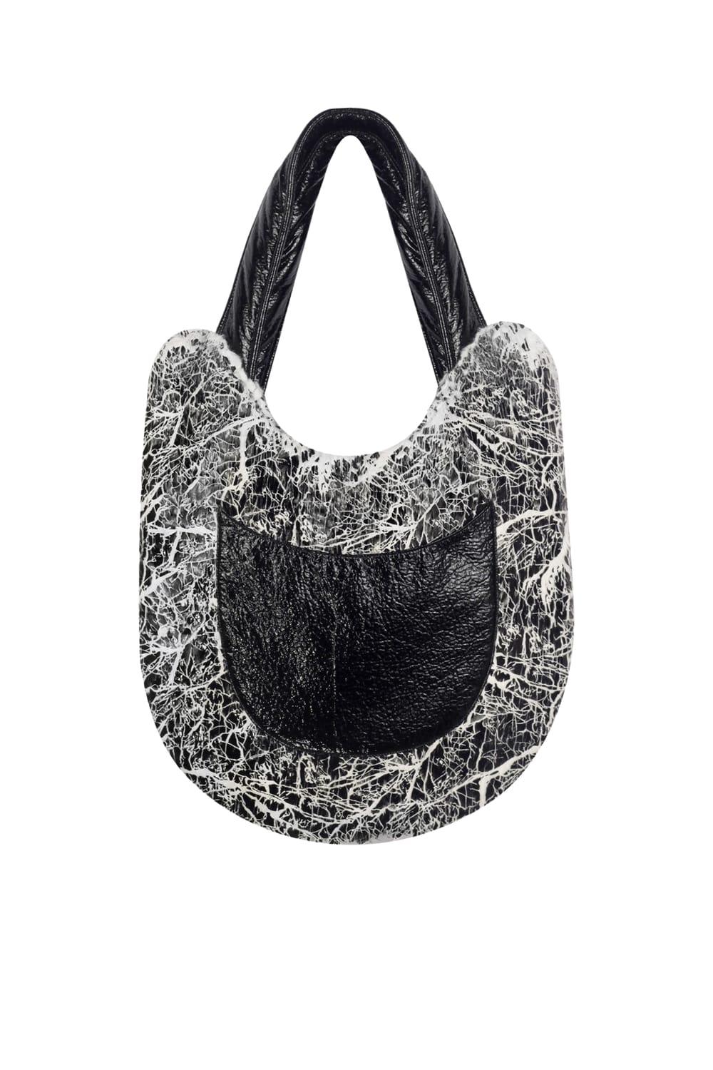 Wayt-Moon Child Suni Kürklü Siyah Vinil Omuz Çantası-Omuz Çantası-1-Milagron.com