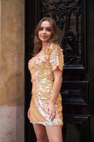 Dore Şeftali Payetli Elbise Ve Bolero Takım Luna - 0