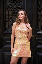 Dore Şeftali Payetli Elbise Ve Bolero Takım Luna - 1