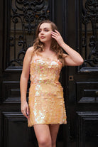 Dore Şeftali Payetli Elbise Ve Bolero Takım Luna - 2