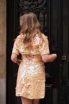 Dore Şeftali Payetli Elbise Ve Bolero Takım Luna - 5