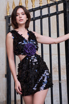 Siyah Payetli Mini Elbise Hailey - 1