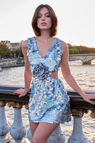 Gri Hologram Payetli Mini Elbise Hailey - 1