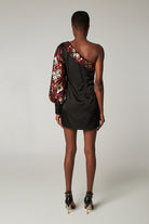 Siyah Tek Omuzlu Payet Kollu Elbise Venus - 4