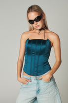 Turkuaz Rengi Balenli Korse Kylie - 0