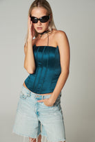 Turkuaz Rengi Balenli Korse Kylie - 4