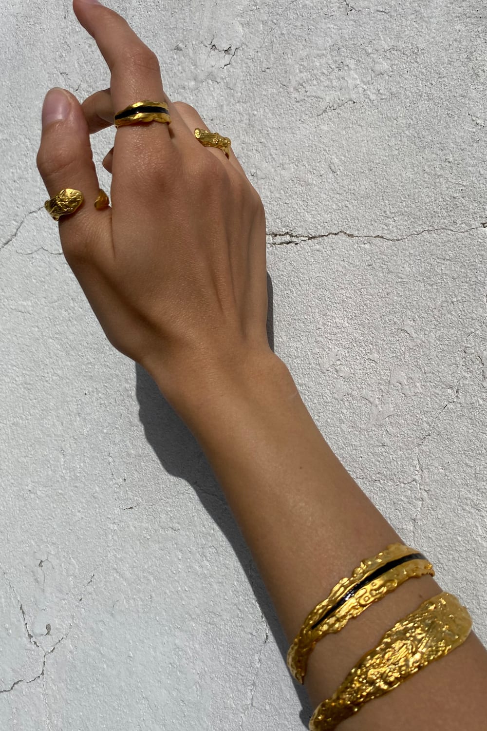 Enki Siyah Mineli Gold Bileklik - 1