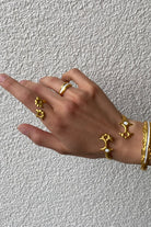 Ankh Beyaz Mineli Gold Bileklik - 0