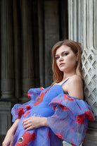 Karpuz Kollu Mavi Mini Abiye Camila - 1