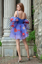 Karpuz Kollu Mavi Mini Abiye Camila - 2