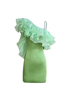 Tek Omuzlu Fırfır Detaylı Yeşil Abiye Oli̇vi̇a - 1