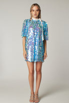 Buz Mavisi Payetli Elbise Ve Bolero Takım Alexis - 2