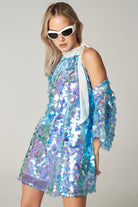 Buz Mavisi Payetli Elbise Ve Bolero Takım Alexis - 4