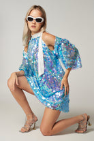 Buz Mavisi Payetli Elbise Ve Bolero Takım Alexis - 5