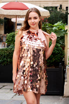 Bronz Payetli Elbise Alexis - 0