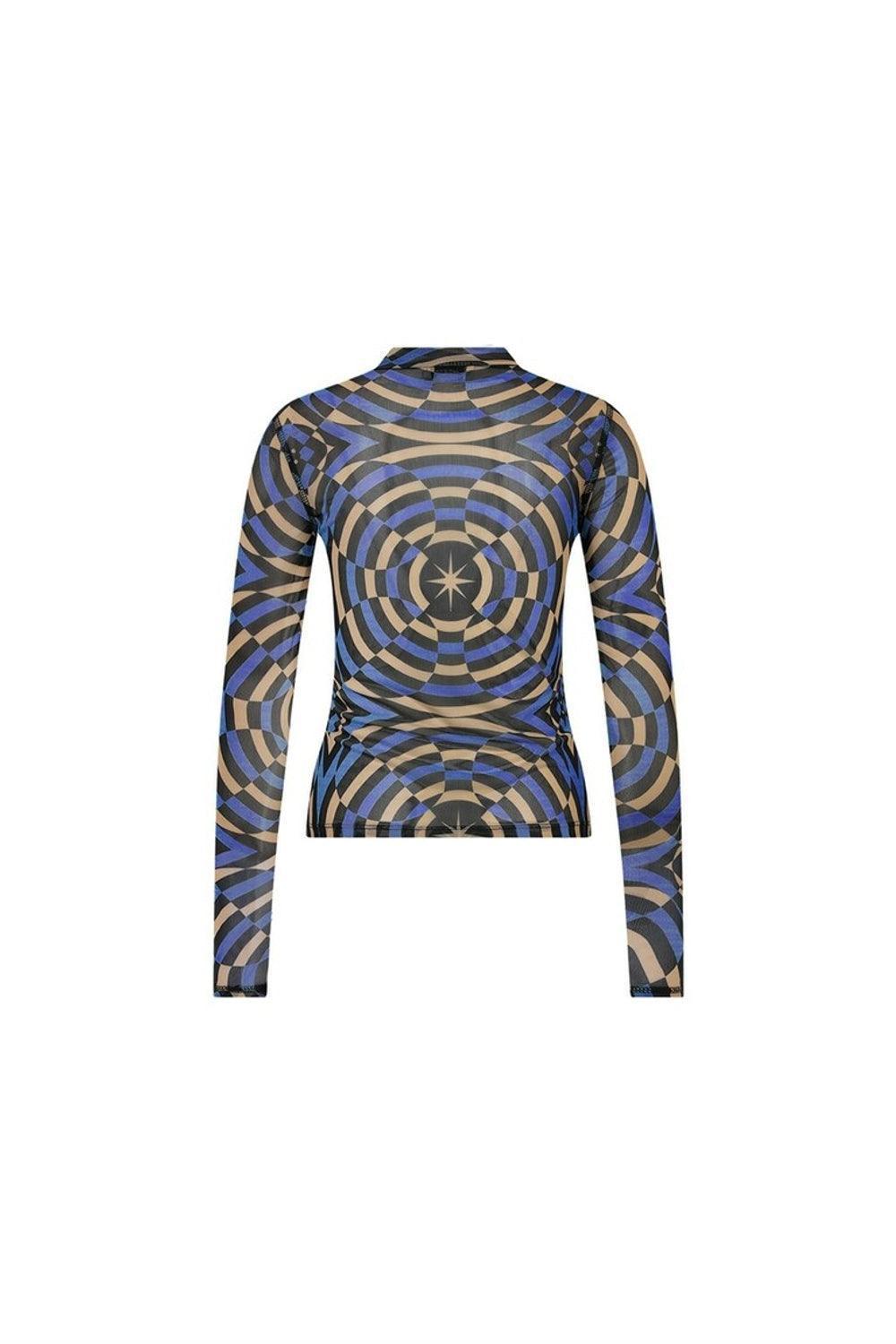 Nora Geometrik Baskılı Mavi Tül Body - 2