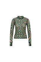 Nora Geometrik Baskılı Yeşil Tül Body - 2