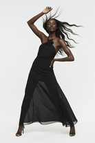 Limited Edition Magnolia Black - Siyah Uzun Şifon Elbise - 0