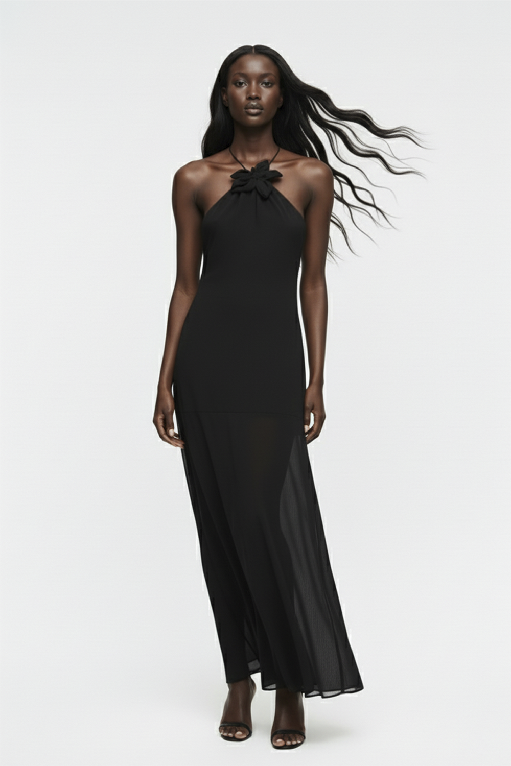 Limited Edition Magnolia Black - Siyah Uzun Şifon Elbise - 3