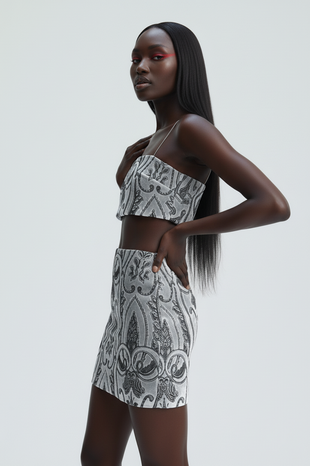 Limited Edition Danae Griftalia - Gri Kadife Crop Top - 2