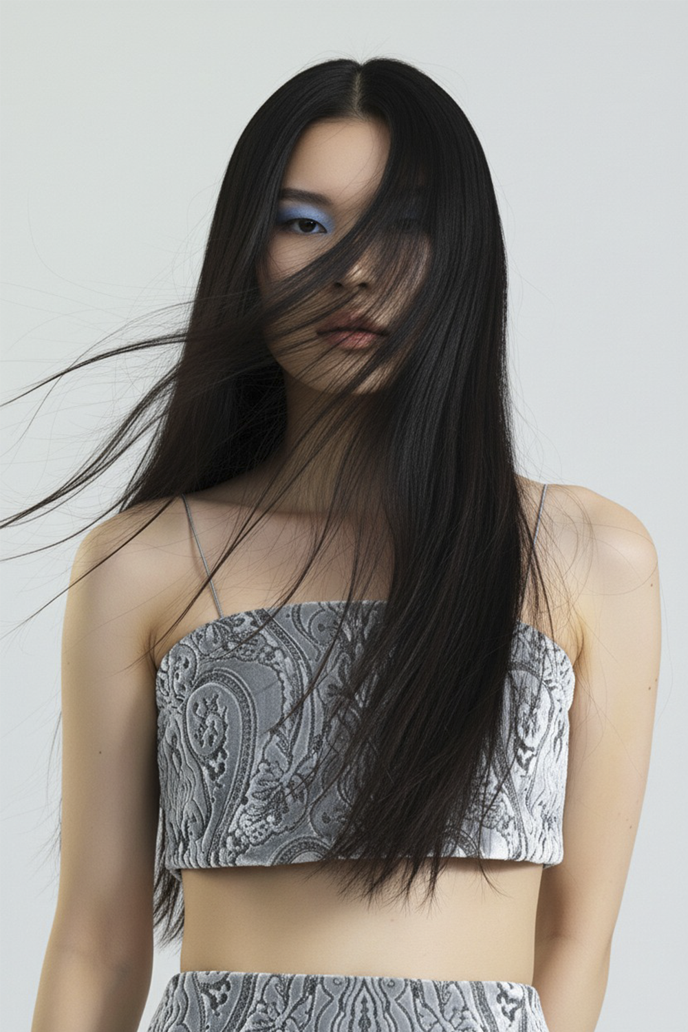 Limited Edition Danae Spiralia - Gri Kadife Crop Top - 0